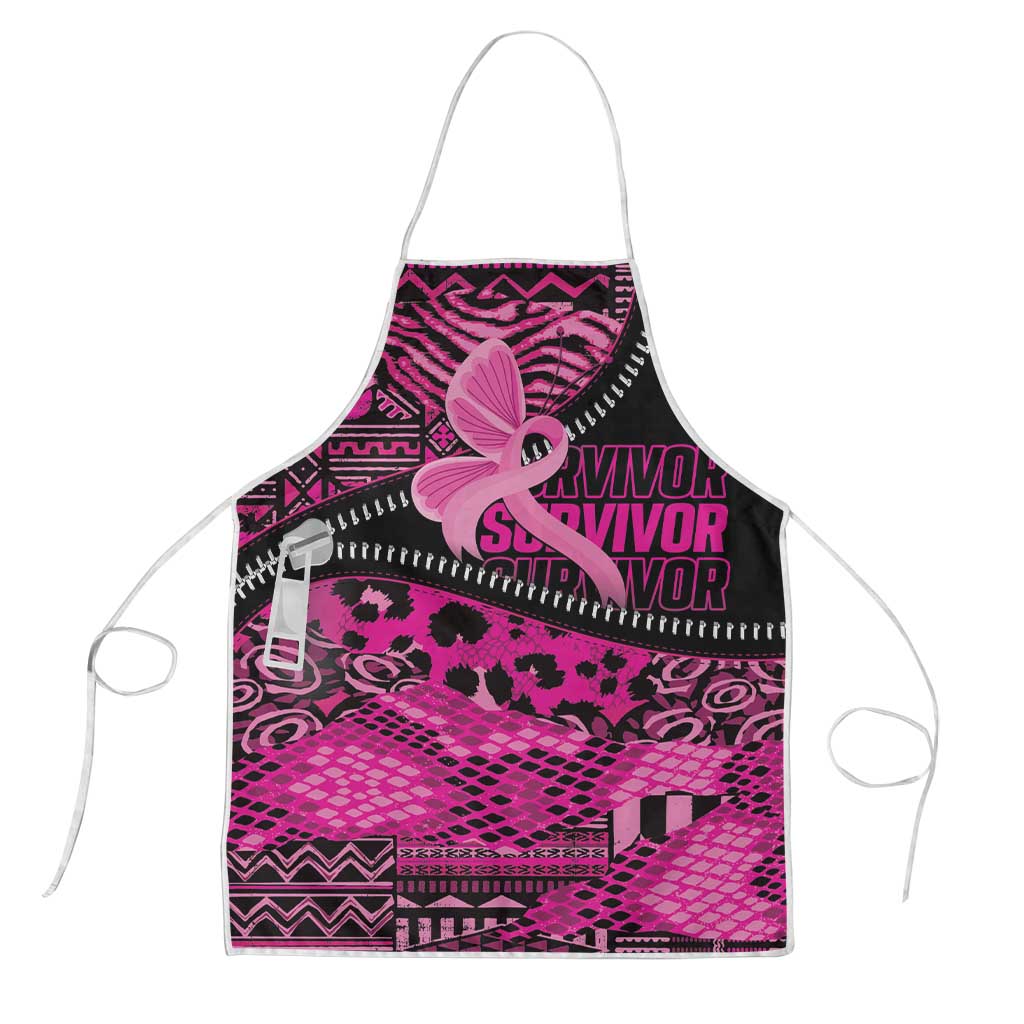 Pink Ribbon Animals Skin African Mixed Apron Zipper Stylized - Wonder Print Shop