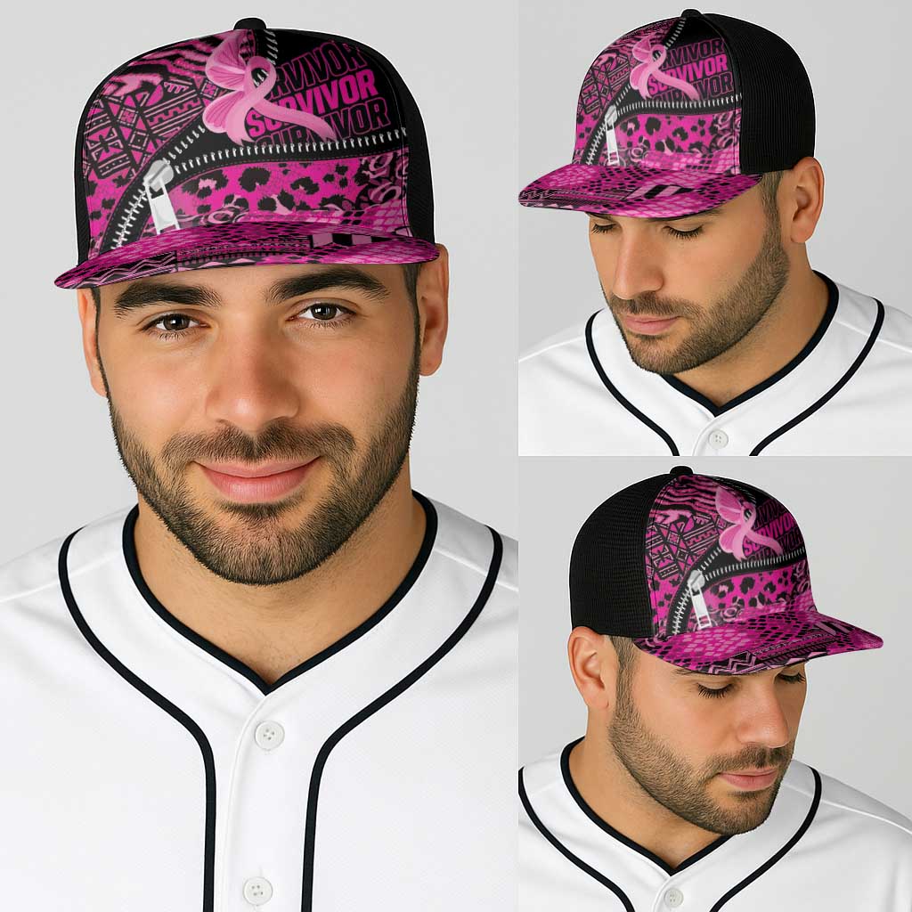 Pink Ribbon Animals Skin African Mixed Baseball Net Cap Zipper Stylized - Wonder Print Shop
