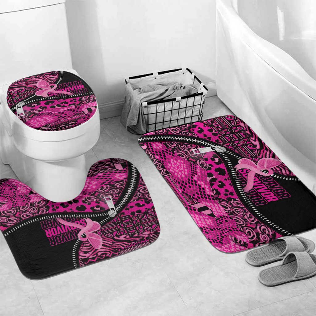 Pink Ribbon Animals Skin African Mixed Bathroom Set Zipper Stylized - Wonder Print Shop