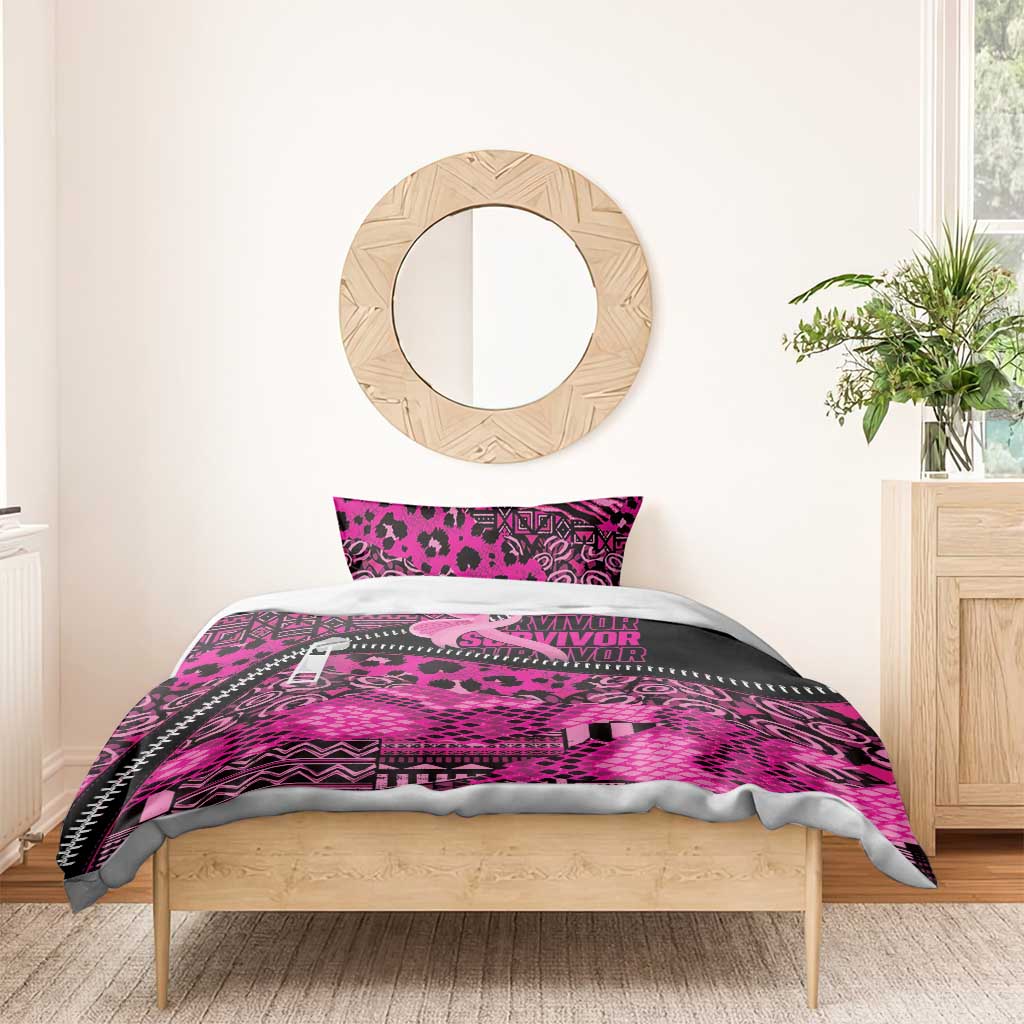 Pink Ribbon Animals Skin African Mixed Bedding Set Zipper Stylized - Wonder Print Shop