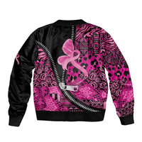 Pink Ribbon Animals Skin African Mixed Bomber Jacket Zipper Stylized - Wonder Print Shop