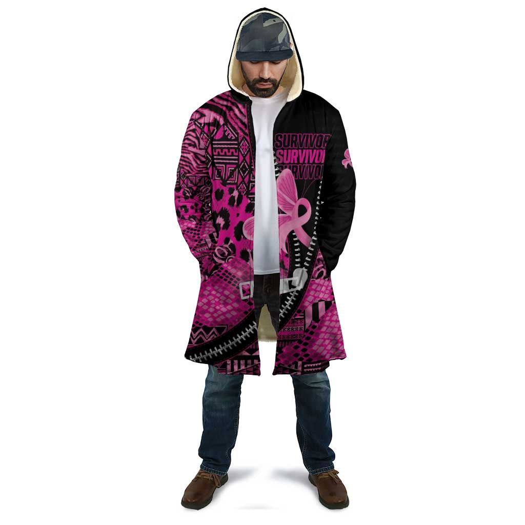 Pink Ribbon Animals Skin African Mixed Cloak Zipper Stylized - Wonder Print Shop