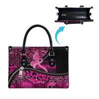 Pink Ribbon Animals Skin African Mixed Leather Bag Zipper Stylized - Wonder Print Shop