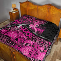 Pink Ribbon Animals Skin African Mixed Quilt Zipper Stylized - Wonder Print Shop