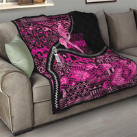 Pink Ribbon Animals Skin African Mixed Quilt Zipper Stylized - Wonder Print Shop