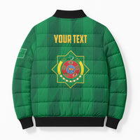 Personalized Turkmenistan Bomber Puffer Jacket Happy Independence Day