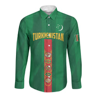Personalized Turkmenistan Long Sleeve Button Shirt Happy Independence Day