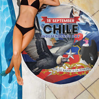 Chile Independence Day 18th September Beach Blanket Andean Condor Flying - Wonder Print Shop