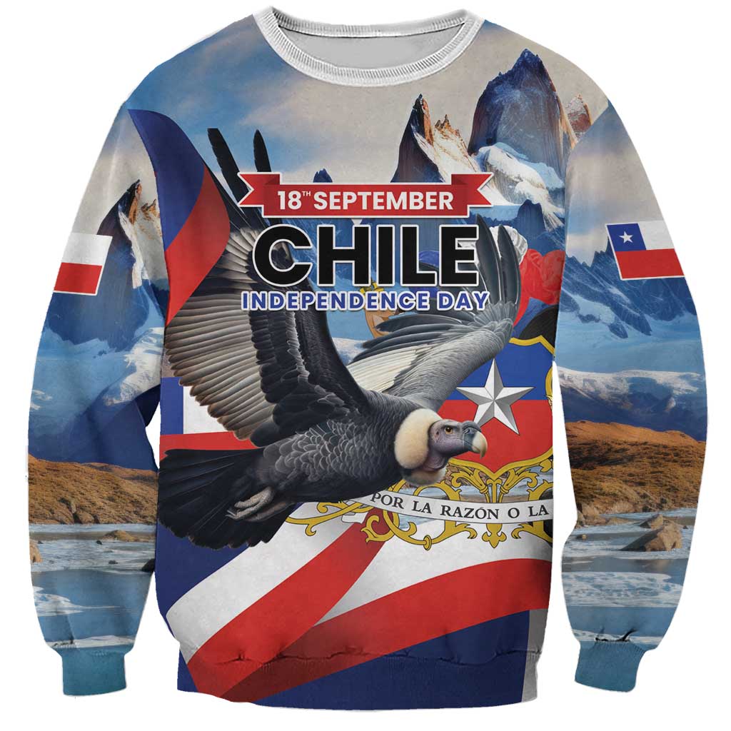 Personalized Chile Independence Day 18th September Sweatshirt Andean Condor Flying - Wonder Print Shop