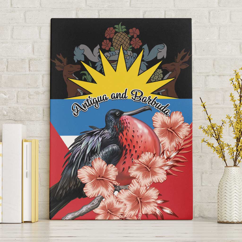 Antigua and Barbuda Canvas Wall Art Magnificent Frigatebird Hibiscus - Wonder Print Shop