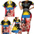 Personalized Antigua and Barbuda Family Matching Short Sleeve Bodycon Dress and Hawaiian Shirt Magnificent Frigatebird Hibiscus - Wonder Print Shop