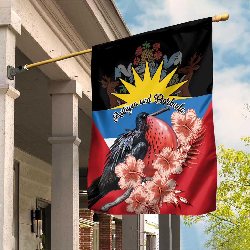 Antigua and Barbuda Garden Flag Magnificent Frigatebird Hibiscus - Wonder Print Shop