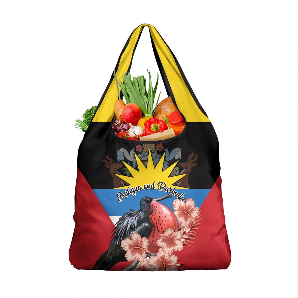 Antigua and Barbuda Grocery Bag Magnificent Frigatebird Hibiscus