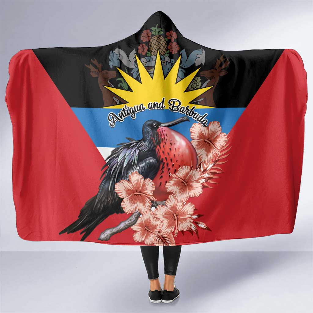 Antigua and Barbuda Hooded Blanket Magnificent Frigatebird Hibiscus