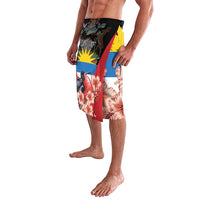 Multicolor lavalava wrap skirt with bird and tropical hibiscus floral design