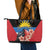 Antigua and Barbuda Leather Tote Bag Magnificent Frigatebird Hibiscus - Wonder Print Shop