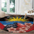 Antigua and Barbuda Round Carpet Magnificent Frigatebird Hibiscus