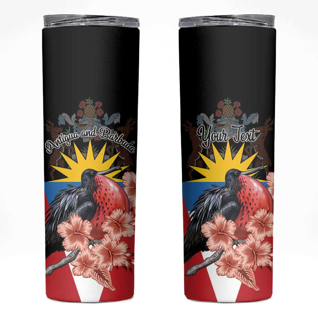 Personalized Antigua and Barbuda Skinny Tumbler Magnificent Frigatebird Hibiscus - Wonder Print Shop