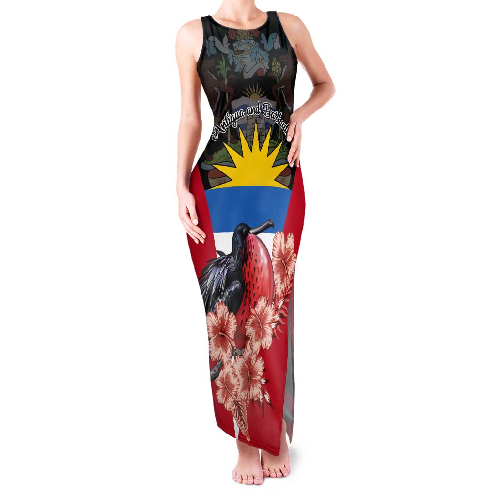 Personalized Antigua and Barbuda Tank Maxi Dress Magnificent Frigatebird Hibiscus - Wonder Print Shop