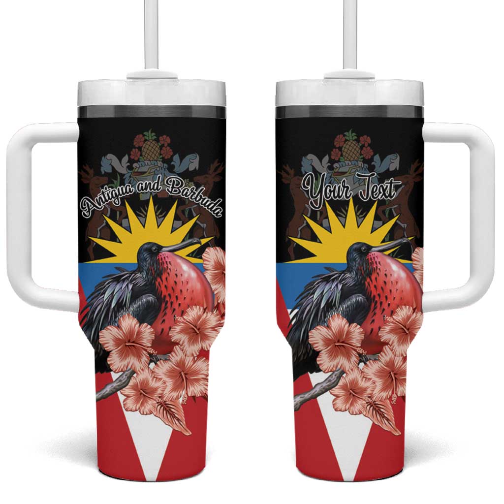 Personalized Antigua and Barbuda Tumbler With Handle Magnificent Frigatebird Hibiscus - Wonder Print Shop