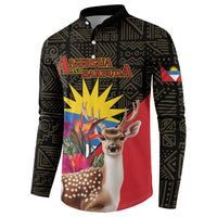 Black button-front sweatshirt with Antigua and Barbuda logo, deer floral panel
