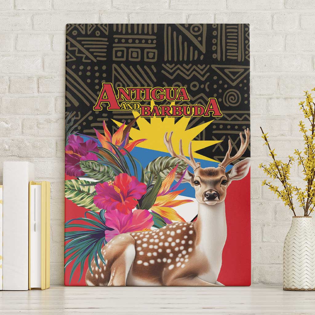 Antigua and Barbuda Canvas Wall Art Fallow Deer Tropical Bouquet - Wonder Print Shop