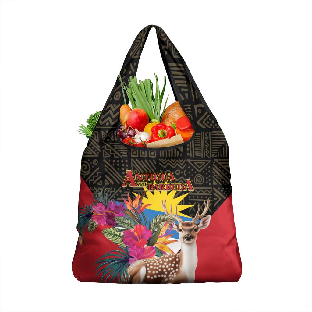 Antigua and Barbuda Grocery Bag Fallow Deer Tropical Bouquet