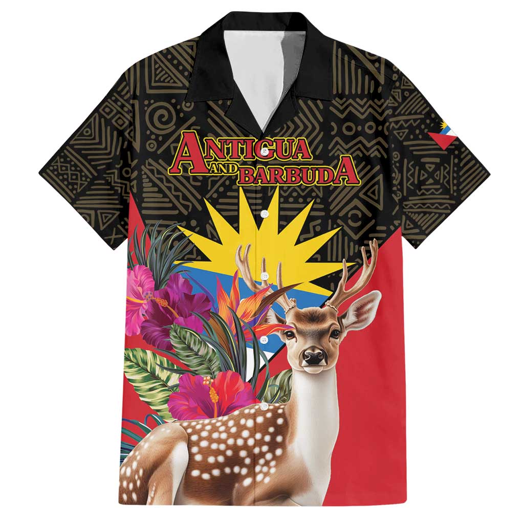 Personalized Antigua and Barbuda Hawaiian Shirt Fallow Deer Tropical Bouquet - Wonder Print Shop