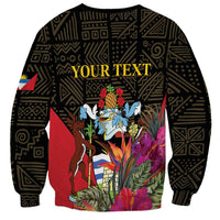 Unisex crewneck sweatshirt with 'YOUR TEXT' deer floral graphic, dark