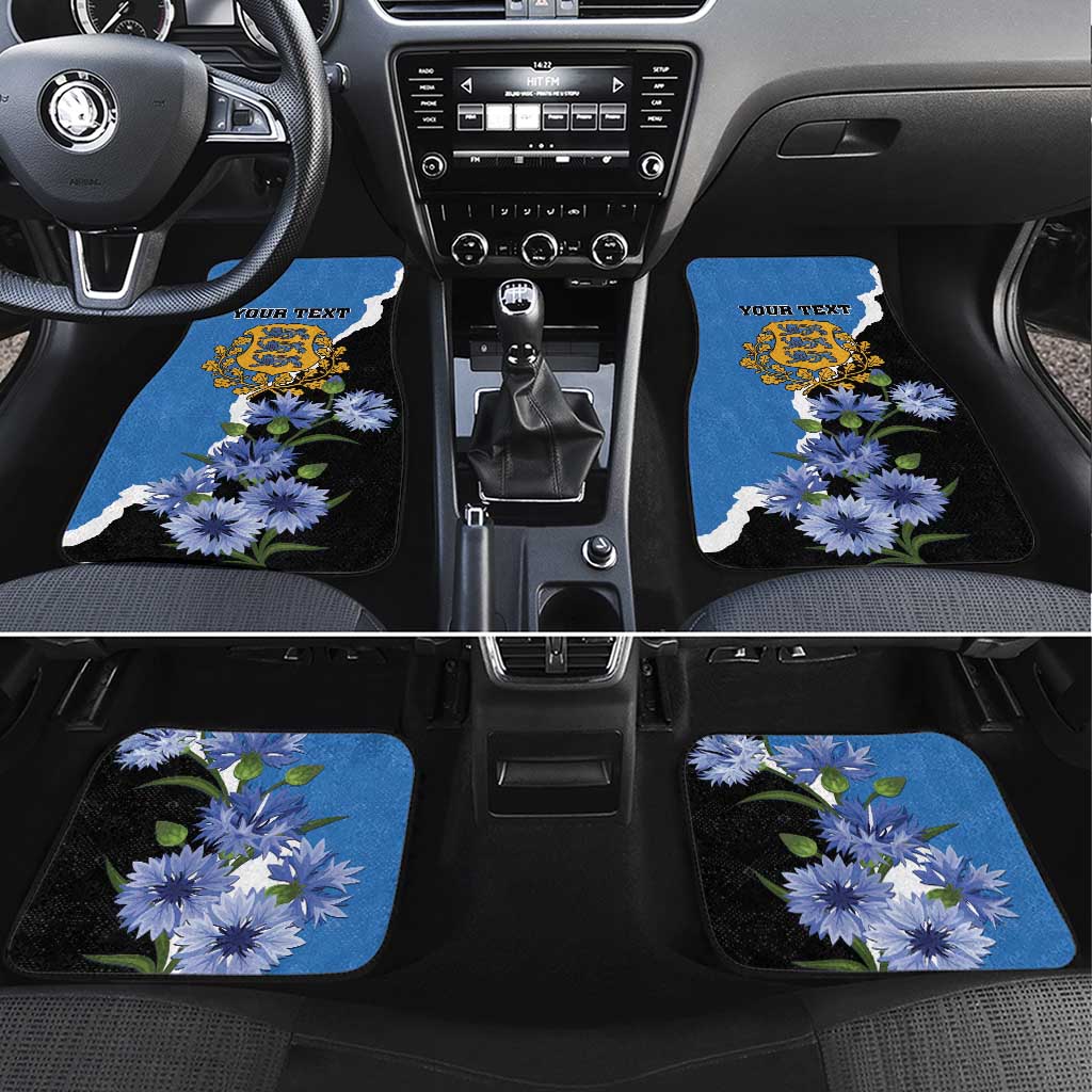 Estonia Car Mats Grey Wolf Cyanus Flowers - Wonder Print Shop