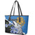 Estonia Leather Tote Bag Grey Wolf Cyanus Flowers - Wonder Print Shop