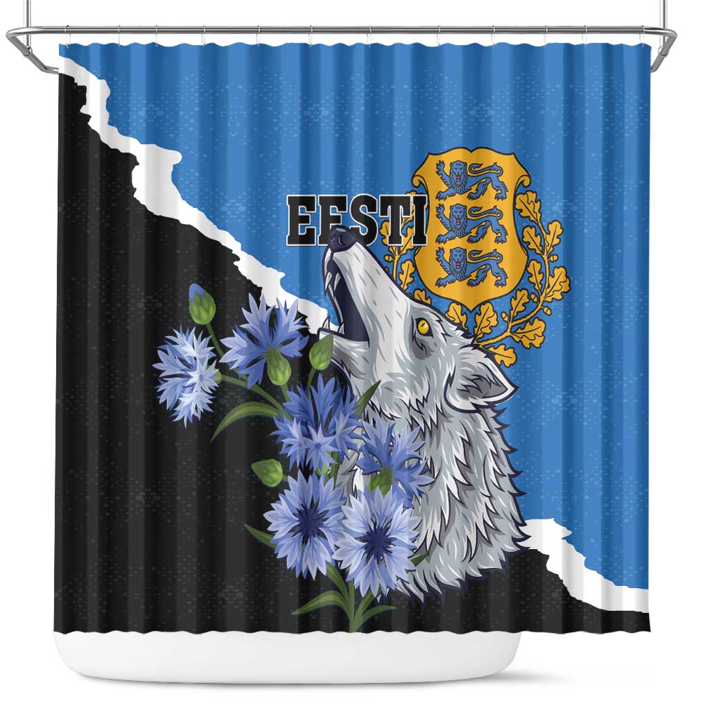 Estonia Shower Curtain Grey Wolf Cyanus Flowers