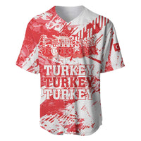 Red and white personalized Turkey baseball jersey with grunge map and TURKEY text