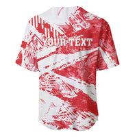 Red and white Turkey baseball jersey back with grunge pattern and YOURTEXT