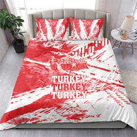 Red and white Turkey-themed duvet cover bedding set with two matching pillowcases