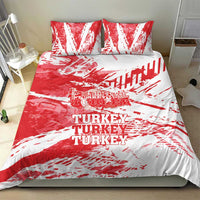 Red and white Turkey-themed duvet cover set with two pillowcases and printed design