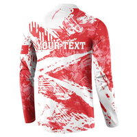 Red and white quarter-zip sweatshirt with back 'YOURTEXT' and Turkey-flag graphic