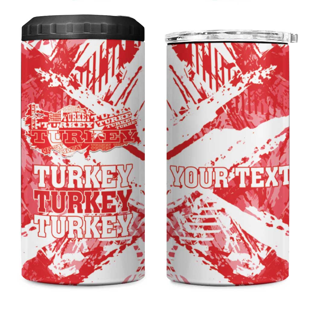 Personalised Turkey 4 in 1 Can Cooler Tumbler Turkiye Map Unique Grunge - Wonder Print Shop