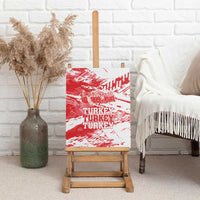 Red Turkey canvas wall art leaning, grunge map with TURKEY text