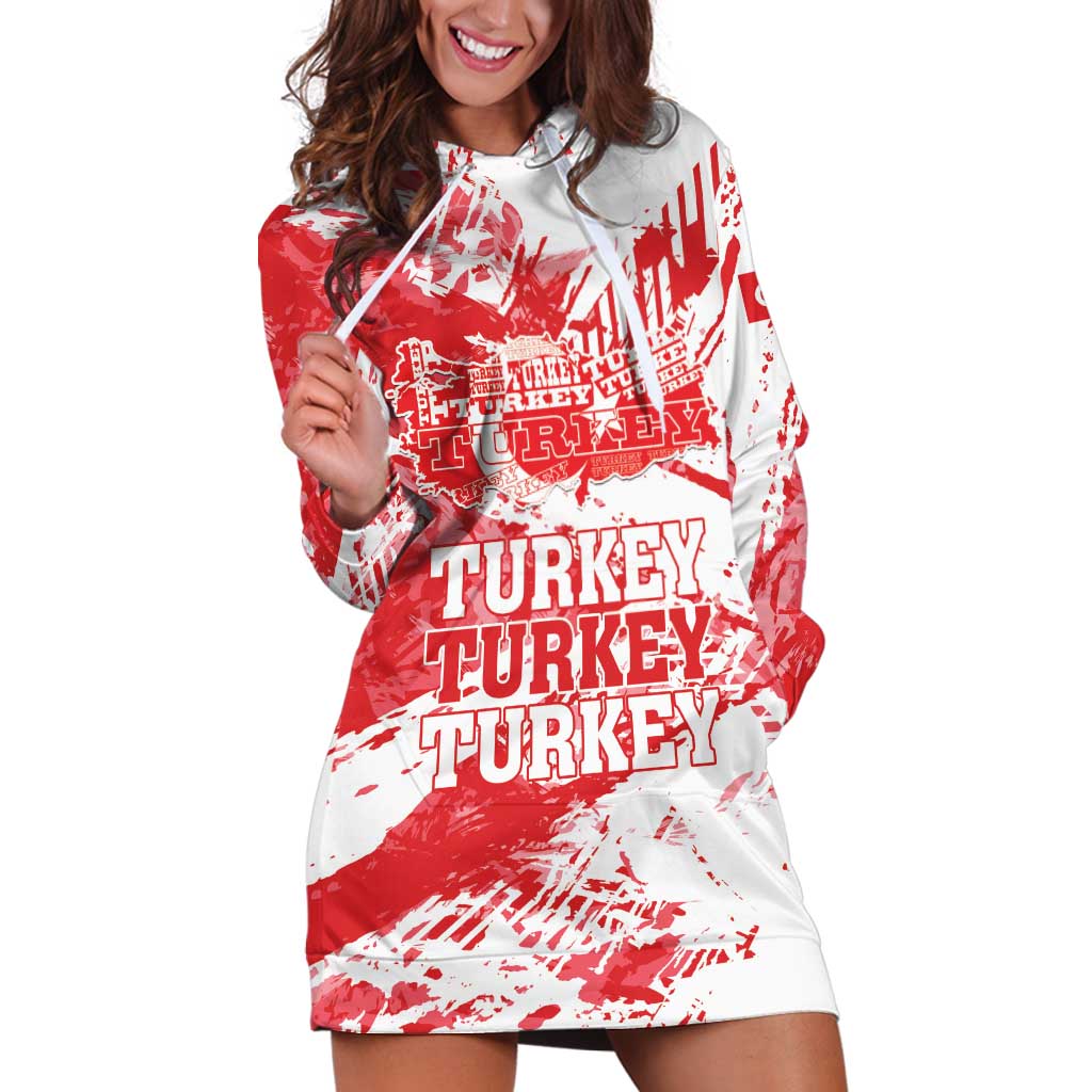 Personalised Turkey Hoodie Dress Turkiye Map Unique Grunge - Wonder Print Shop