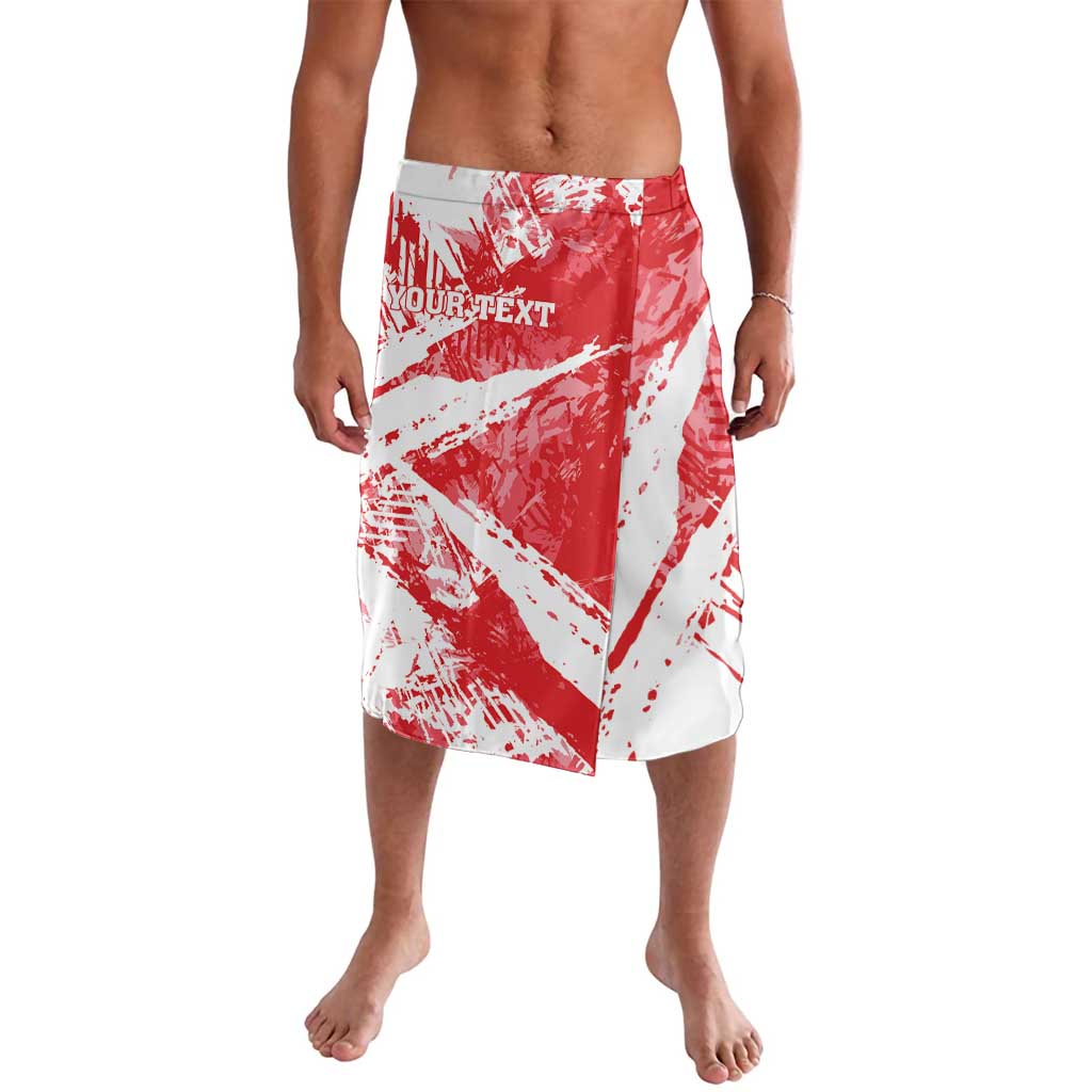 Knee-length red and white printed Turkey map wrap skirt with elastic waistband