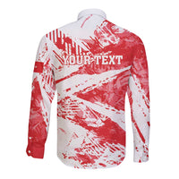Red and white long-sleeve button shirt, back view with Your Text and Turkey map