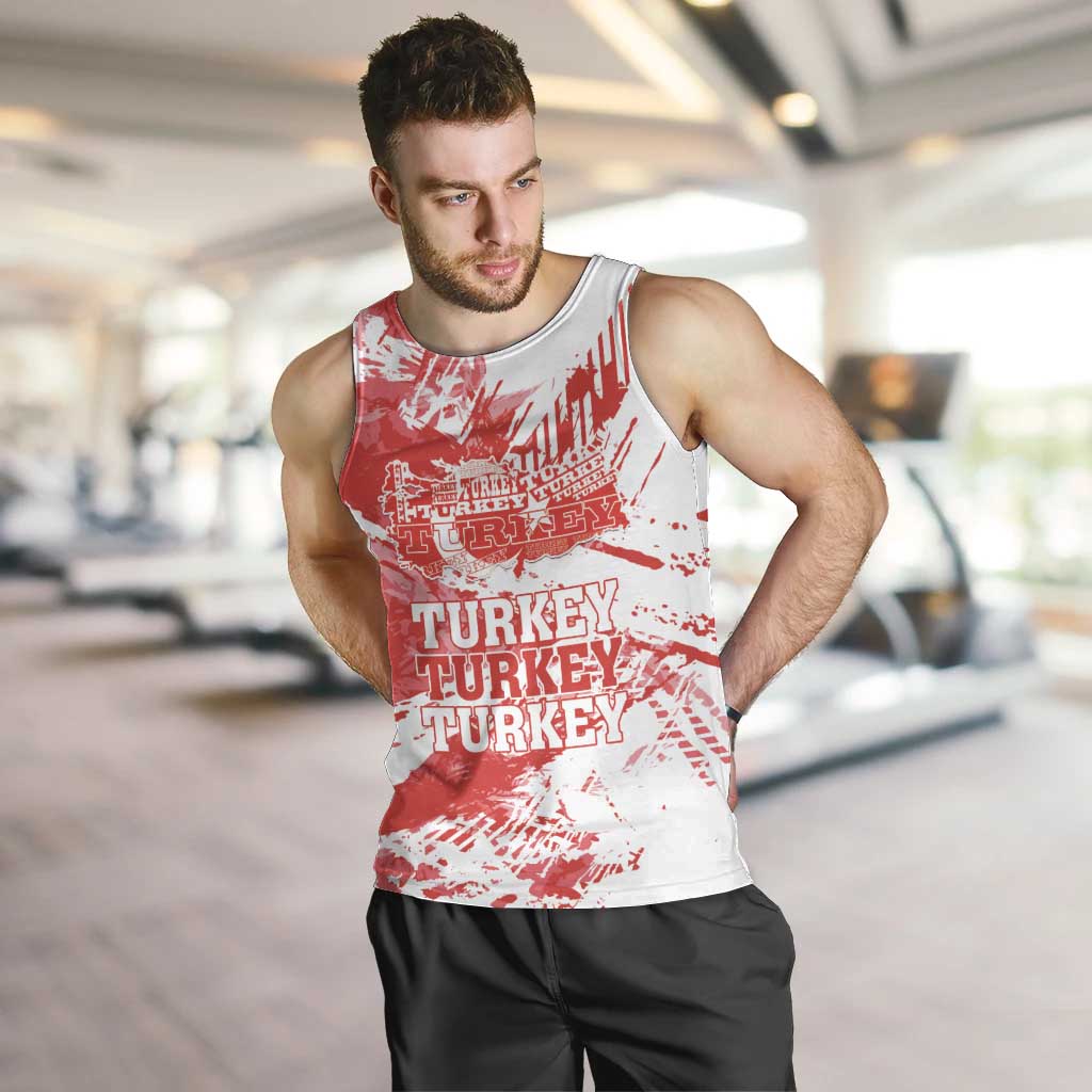 Personalised Turkey Men Tank Top Turkiye Map Unique Grunge - Wonder Print Shop