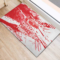 Red rubber doormat featuring distressed Turkey map, grunge texture, and stacked TURKEY text
