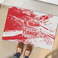 Red rubber doormat with distressed Turkey map graphic and repeated TURKEY text pattern