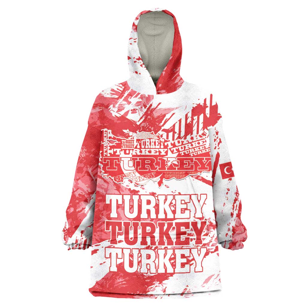 Personalised Turkey Wearable Blanket Hoodie Turkiye Map Unique Grunge - Wonder Print Shop