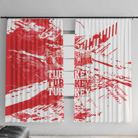 Red and white Turkey map grunge style window curtain panel pair with distressed text.