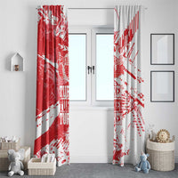 Red and white Turkey map grunge window curtain panels with distressed stripes and text.