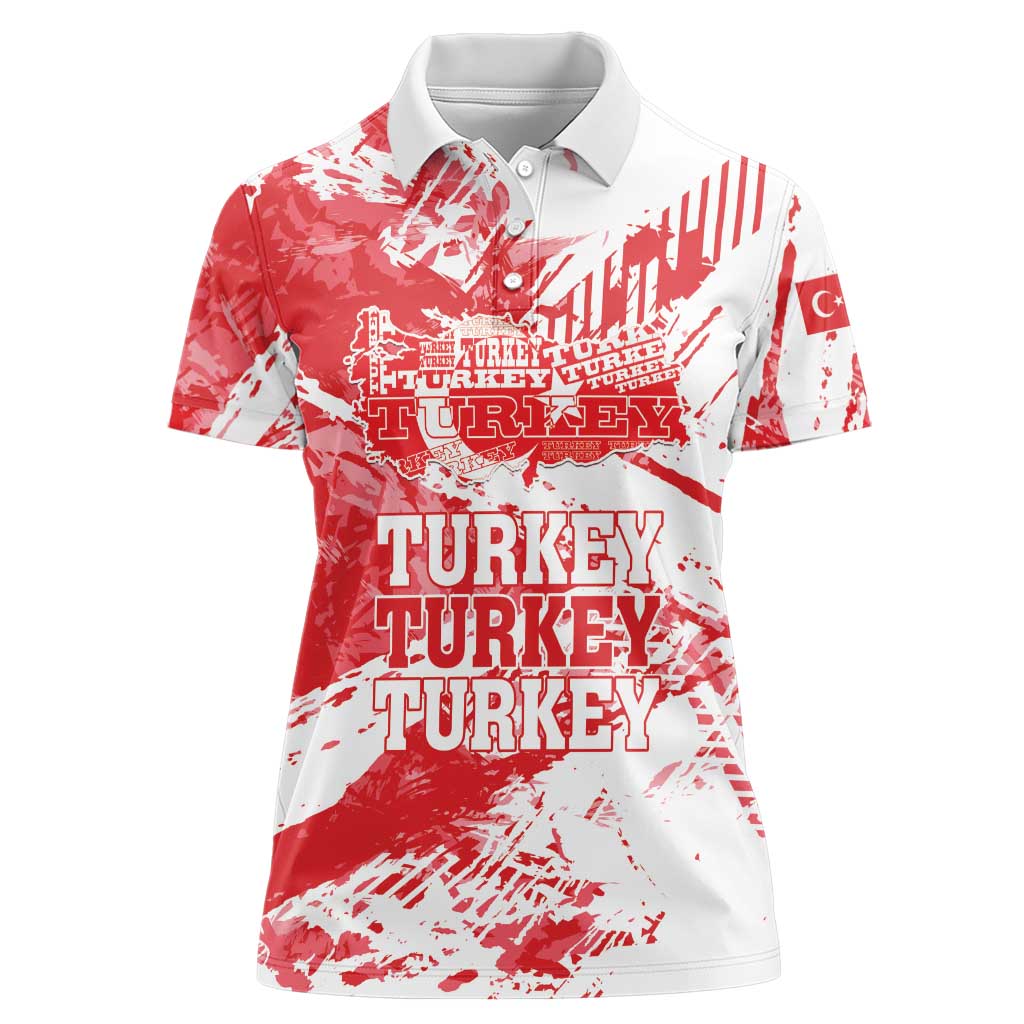 Personalised Turkey Women Polo Shirt Turkiye Map Unique Grunge - Wonder Print Shop