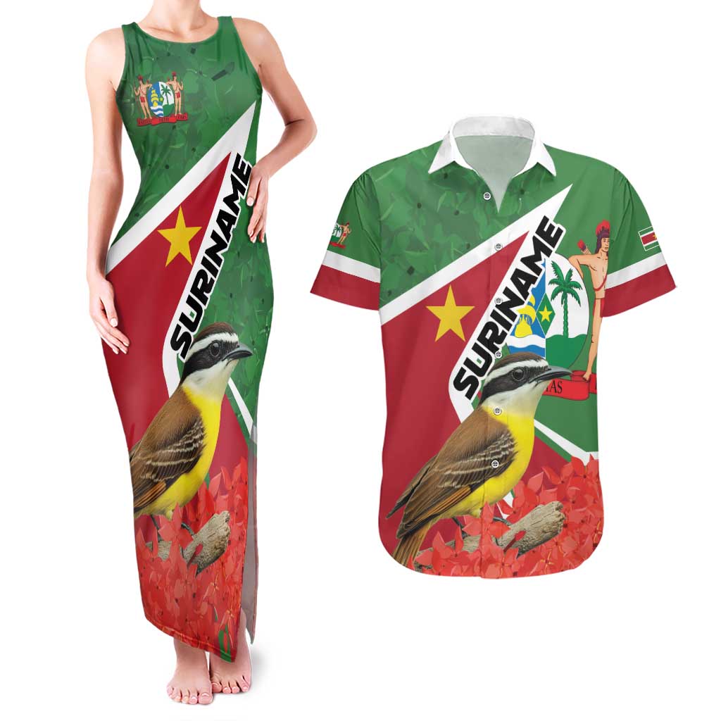 Personalized Suriname Couples Matching Tank Maxi Dress and Hawaiian Shirt Gerechtigheid Vroomheid Vertrouwen - Wonder Print Shop